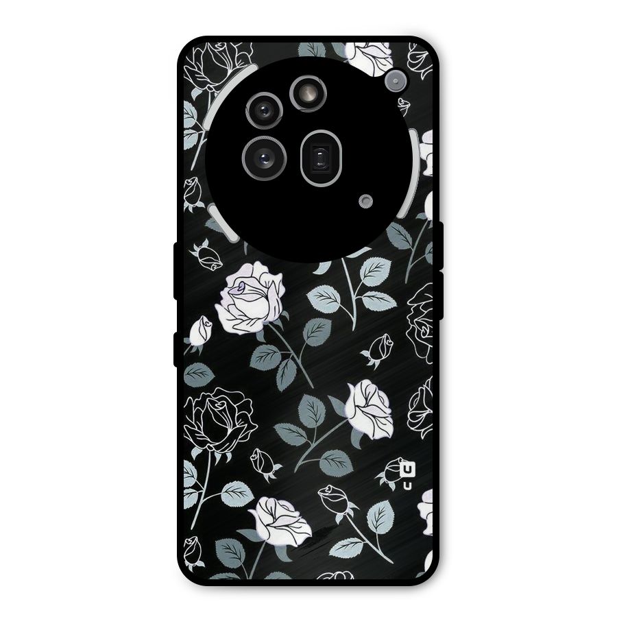 Black Artsy Bloom Metal Back Case for Nothing Phone 3a Pro