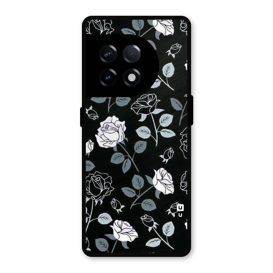 Black Artsy Bloom Metal Back Case for OnePlus 11R