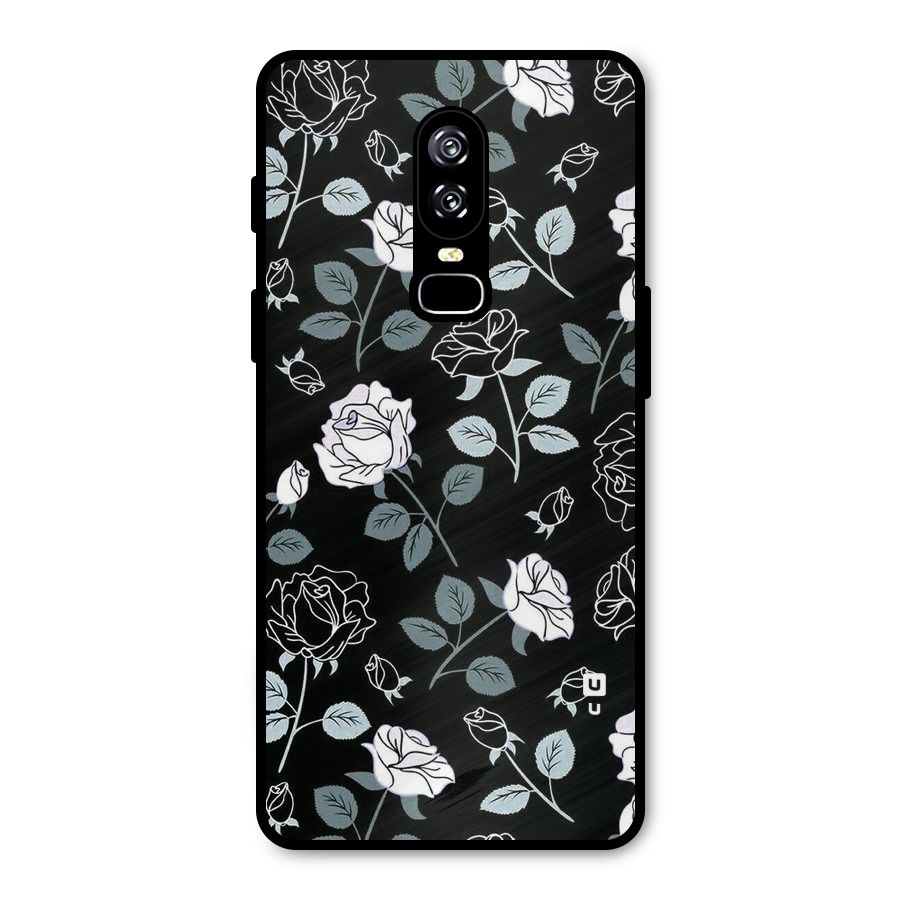 Black Artsy Bloom Metal Back Case for OnePlus 6
