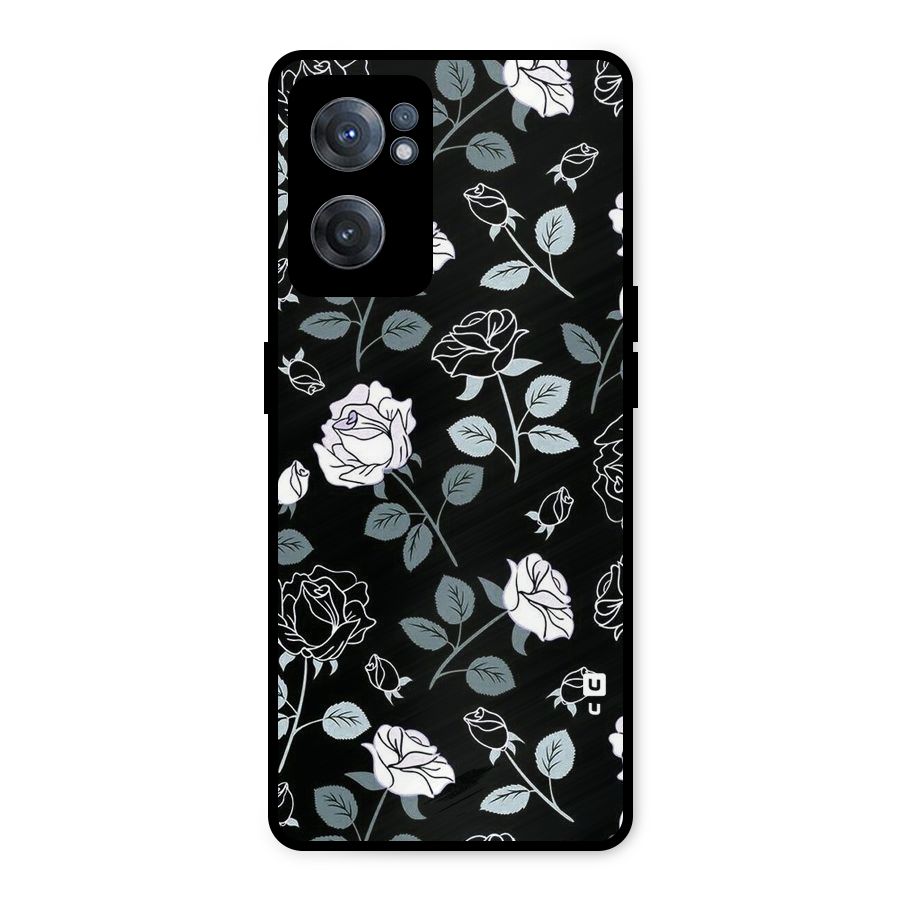 Black Artsy Bloom Metal Back Case for OnePlus Nord CE 2 5G