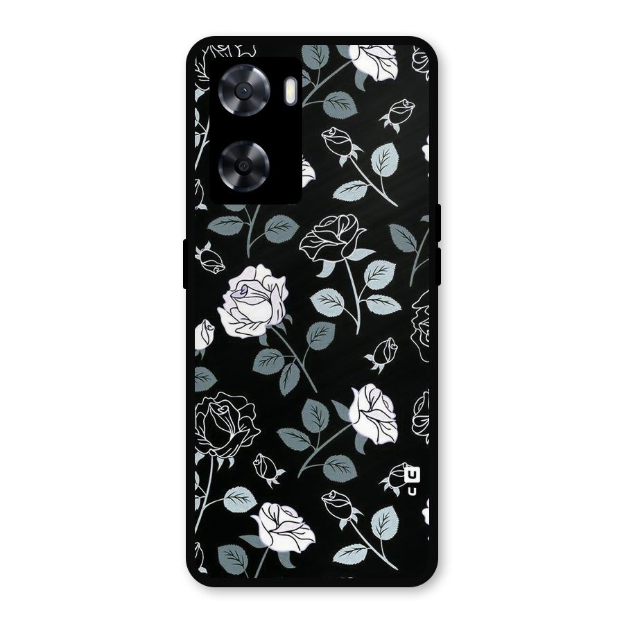 Black Artsy Bloom Metal Back Case for Oppo A77