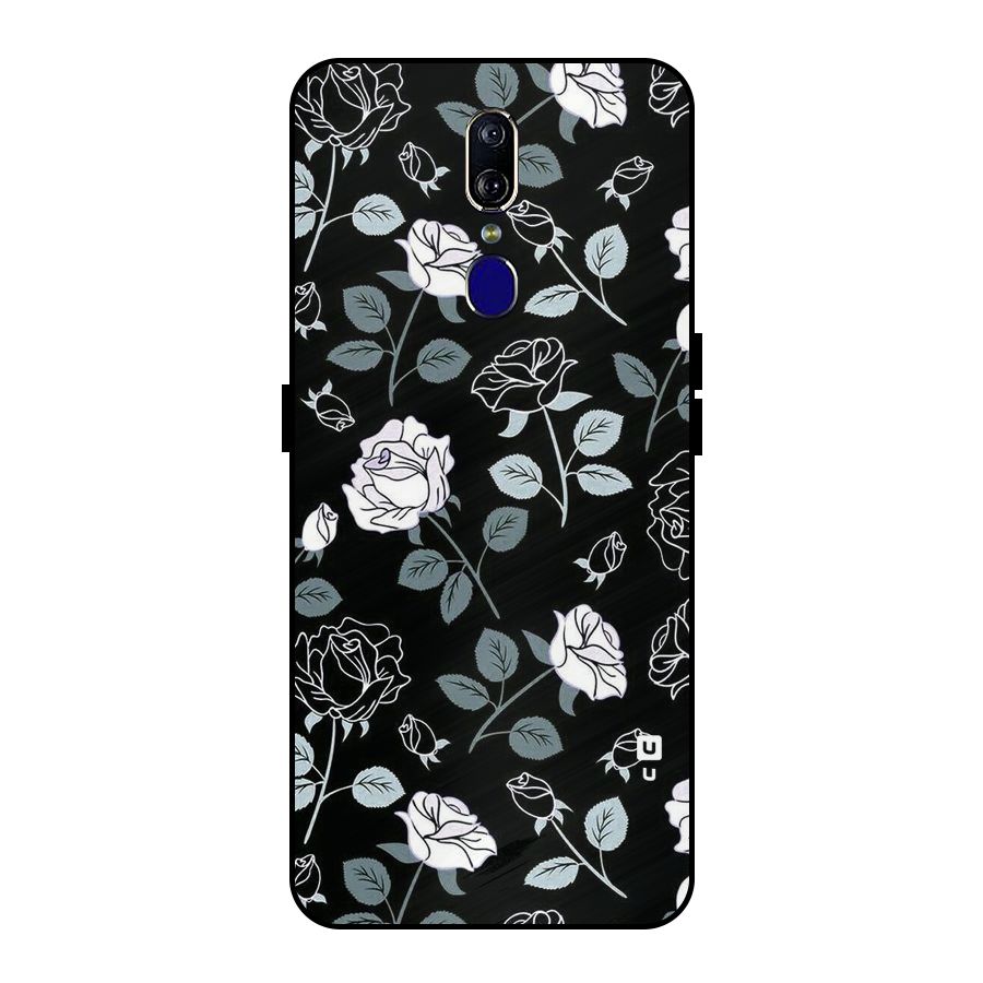 Black Artsy Bloom Metal Back Case for Oppo F11