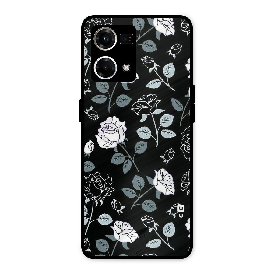 Black Artsy Bloom Metal Back Case for Oppo F21 Pro 4G