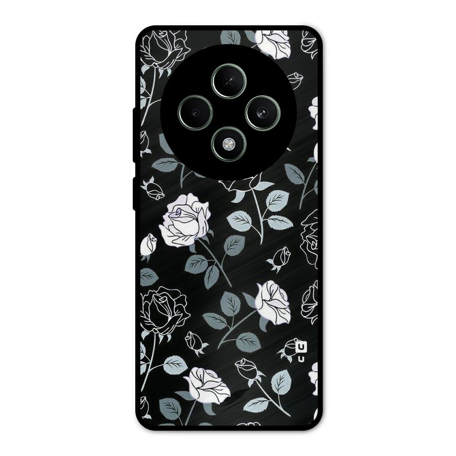 Black Artsy Bloom Metal Back Case for Oppo F27