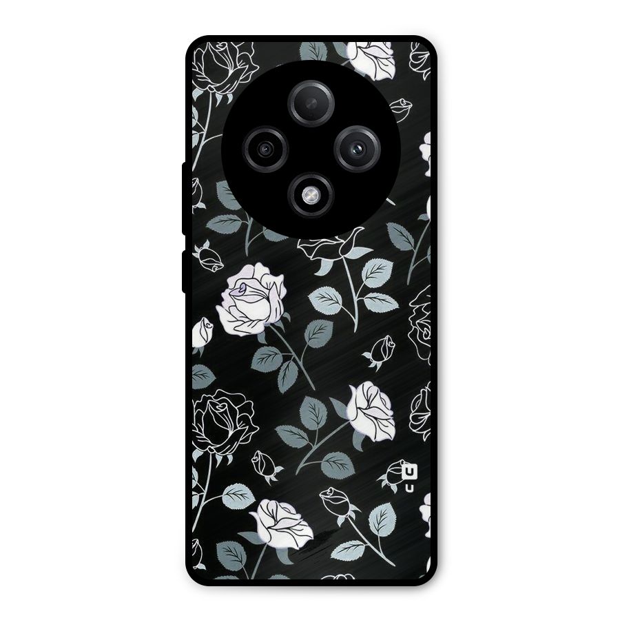 Black Artsy Bloom Metal Back Case for Oppo F27 Pro Plus