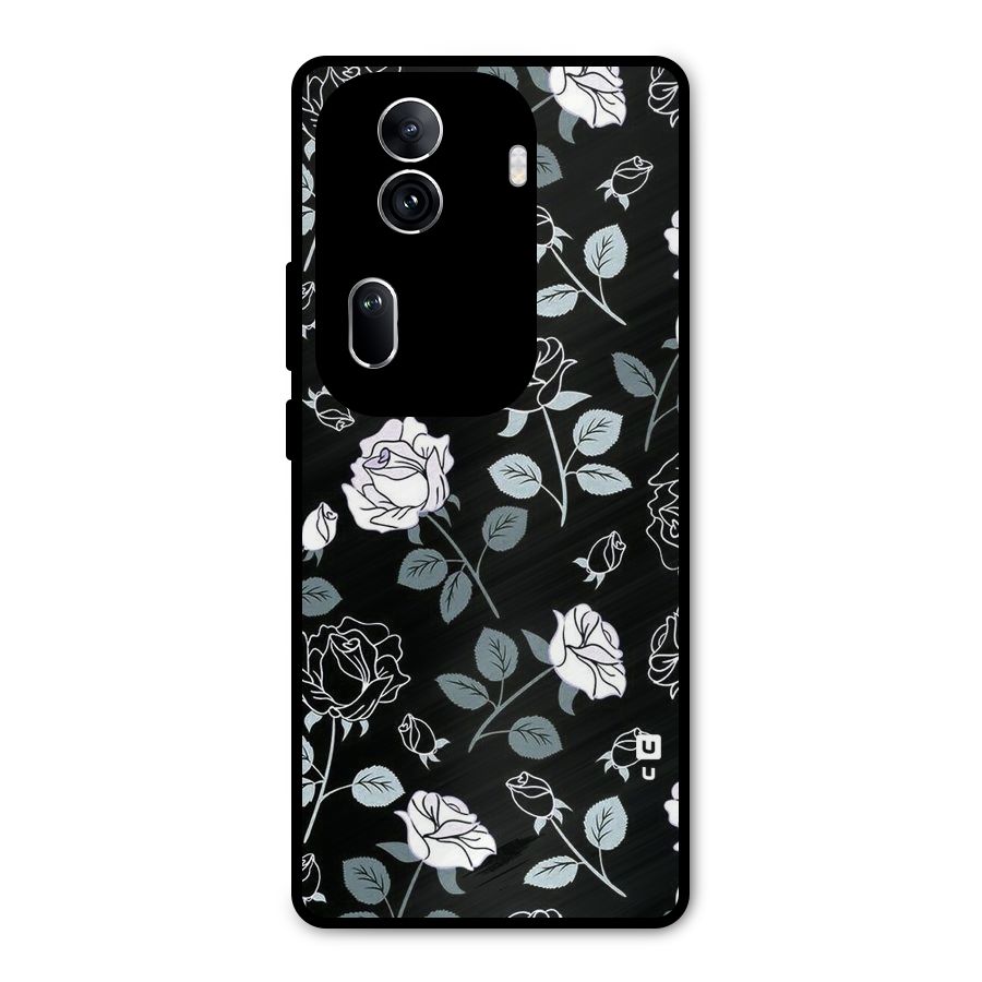 Black Artsy Bloom Metal Back Case for Oppo Reno11 Pro 5G