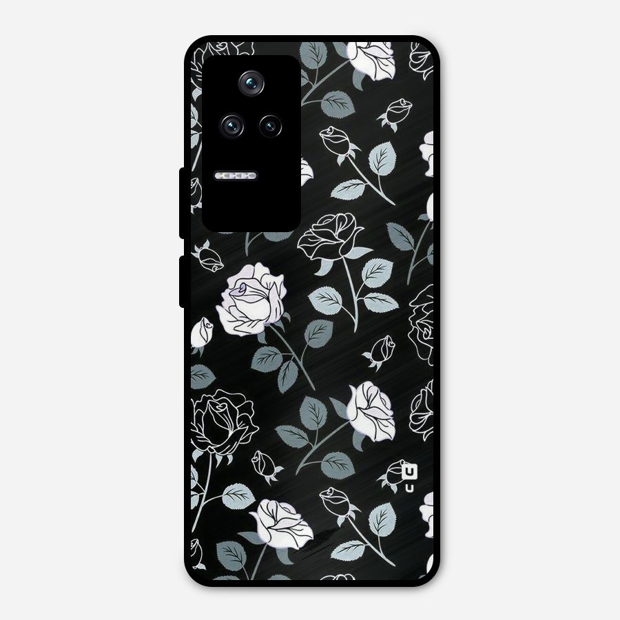 Black Artsy Bloom Metal Back Case for Poco F4 5G