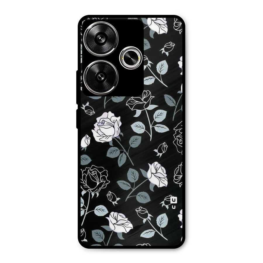Black Artsy Bloom Metal Back Case for Poco F6