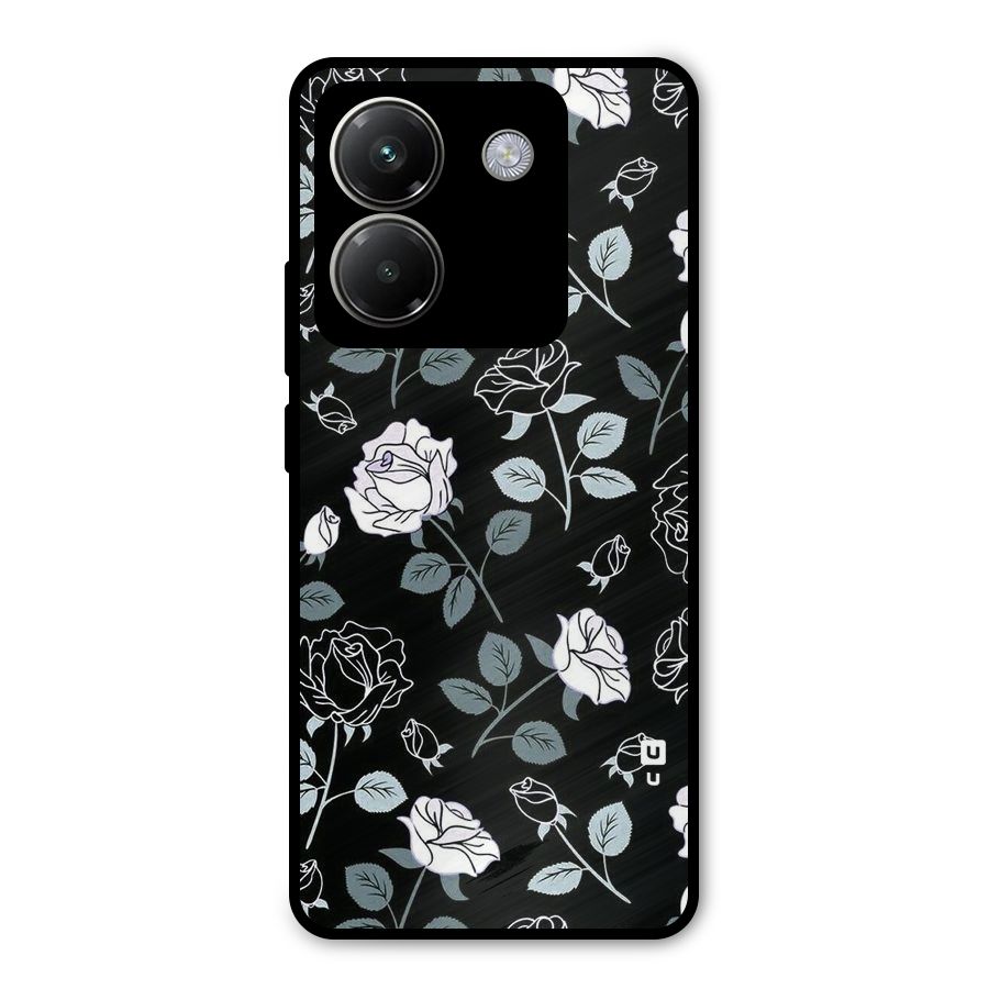 Black Artsy Bloom Metal Back Case for Poco M7 Pro 5G