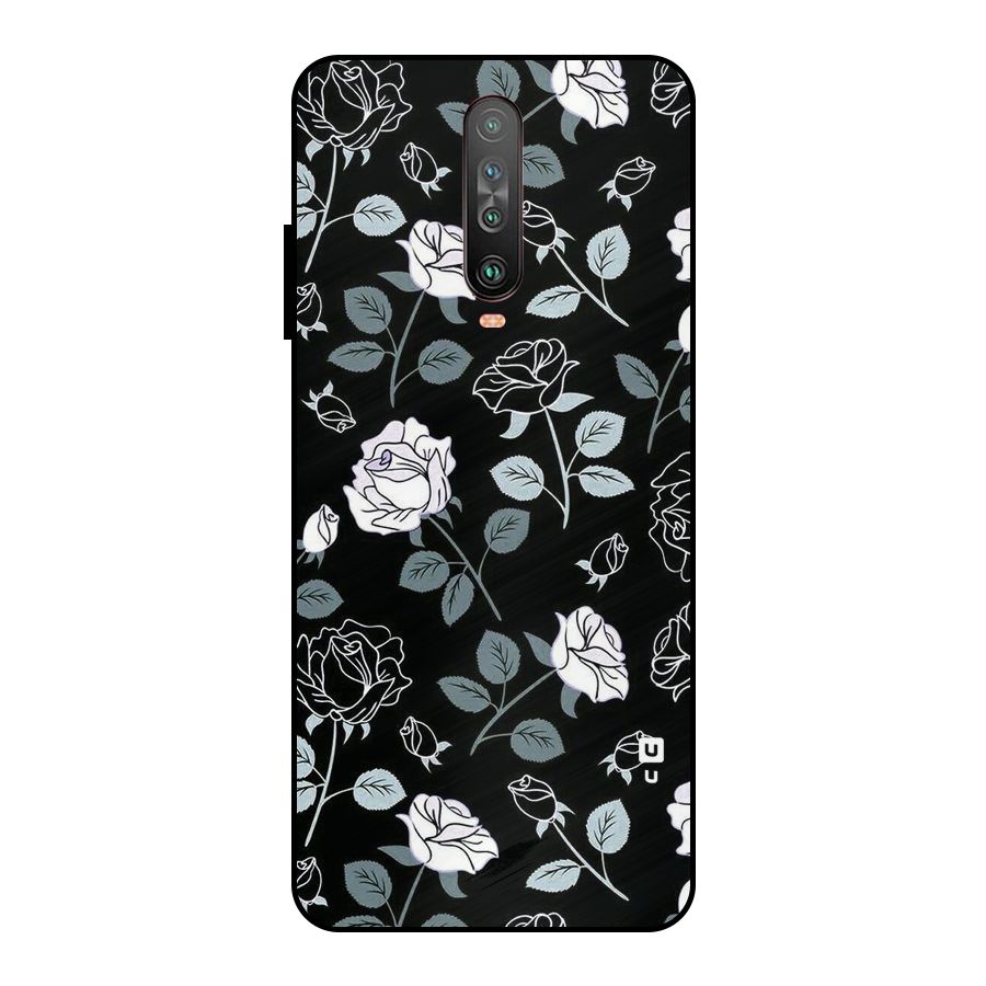 Black Artsy Bloom Metal Back Case for Poco X2