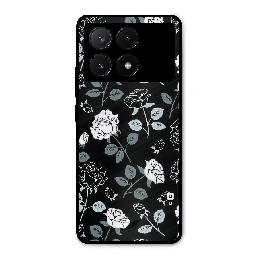 Black Artsy Bloom Metal Back Case for Poco X6 Pro