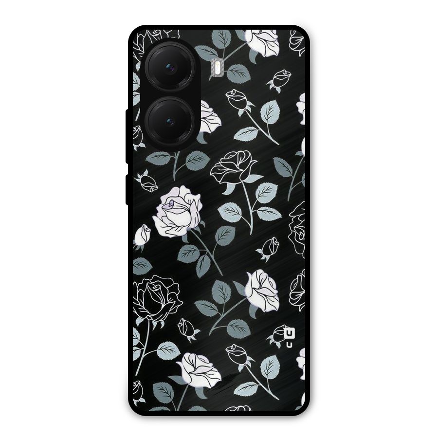 Black Artsy Bloom Metal Back Case for Poco X7 Pro