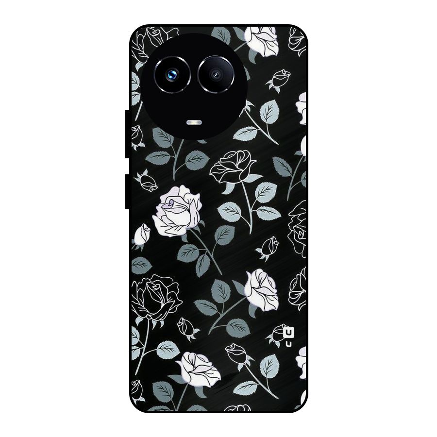 Black Artsy Bloom Metal Back Case for Realme 11X
