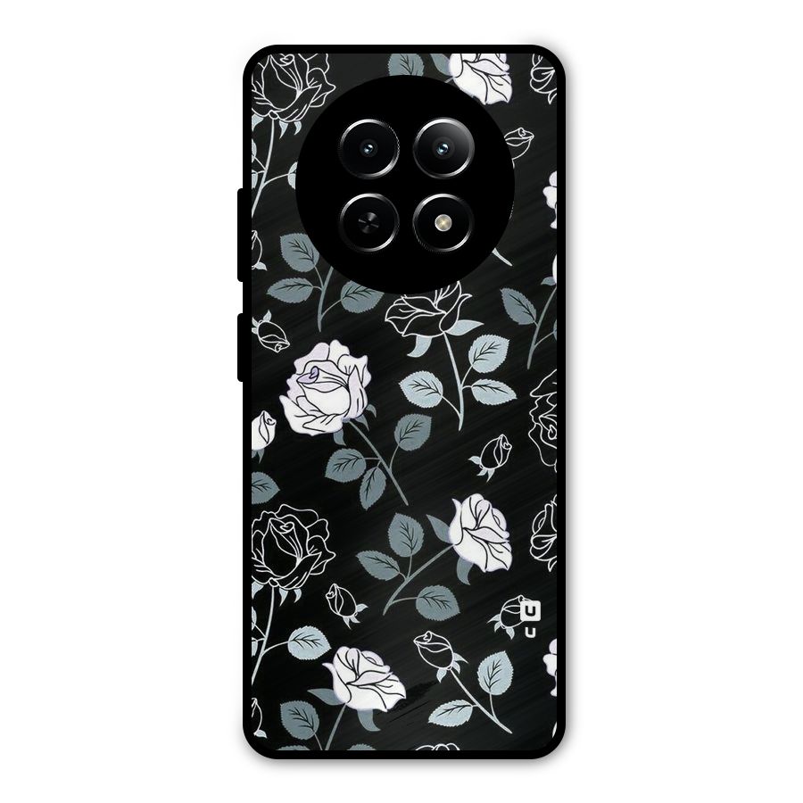Black Artsy Bloom Metal Back Case for Realme 12x 5G