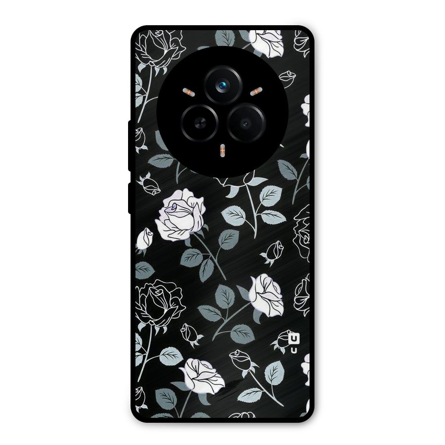Black Artsy Bloom Metal Back Case for Realme 14 Pro