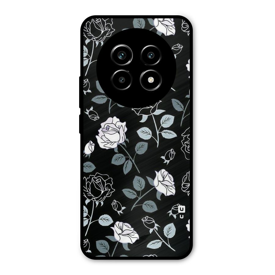 Black Artsy Bloom Metal Back Case for Realme 14 Pro Lite