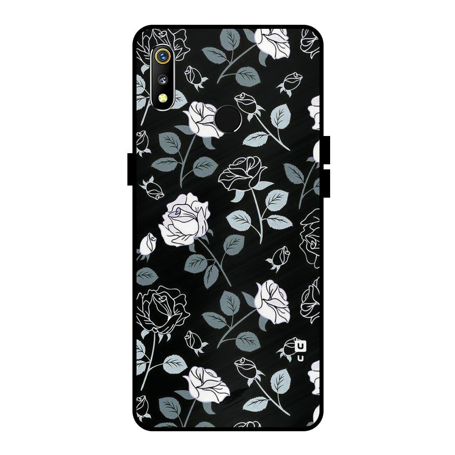 Black Artsy Bloom Metal Back Case for Realme 3i