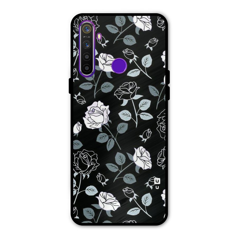 Black Artsy Bloom Metal Back Case for Realme 5