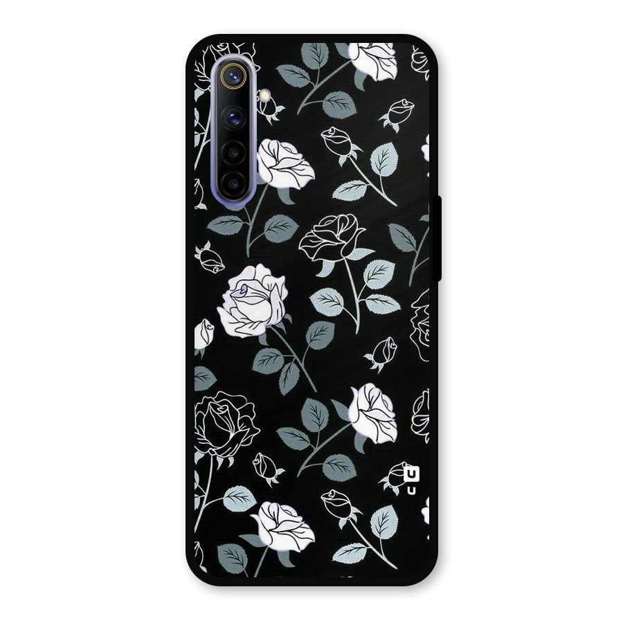 Black Artsy Bloom Metal Back Case for Realme 6