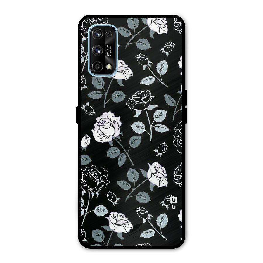 Black Artsy Bloom Metal Back Case for Realme 7 Pro