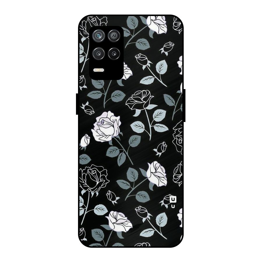 Black Artsy Bloom Metal Back Case for Realme 8 5G