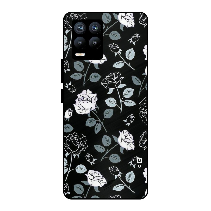 Black Artsy Bloom Metal Back Case for Realme 8 Pro