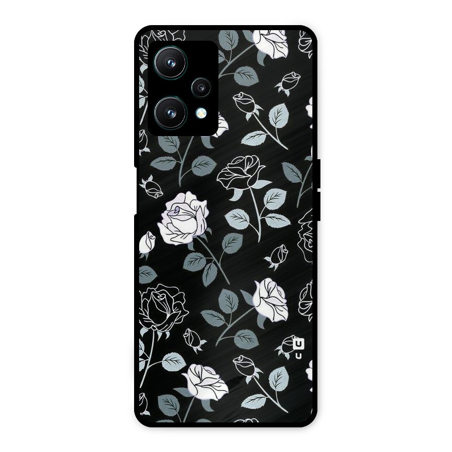 Black Artsy Bloom Metal Back Case for Realme 9 Pro 5G