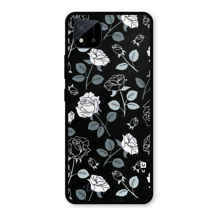 Black Artsy Bloom Metal Back Case for Realme C11 2021