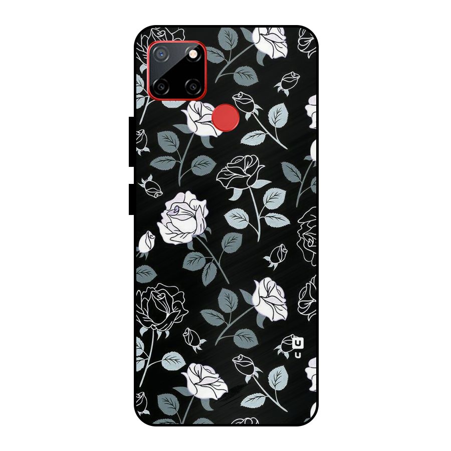 Black Artsy Bloom Metal Back Case for Realme C12