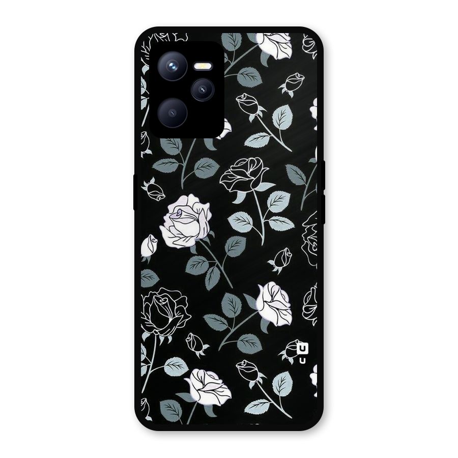 Black Artsy Bloom Metal Back Case for Realme C35