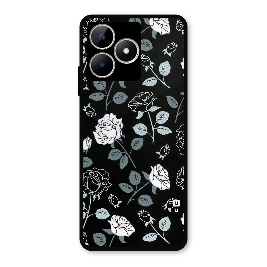 Black Artsy Bloom Metal Back Case for Realme C53