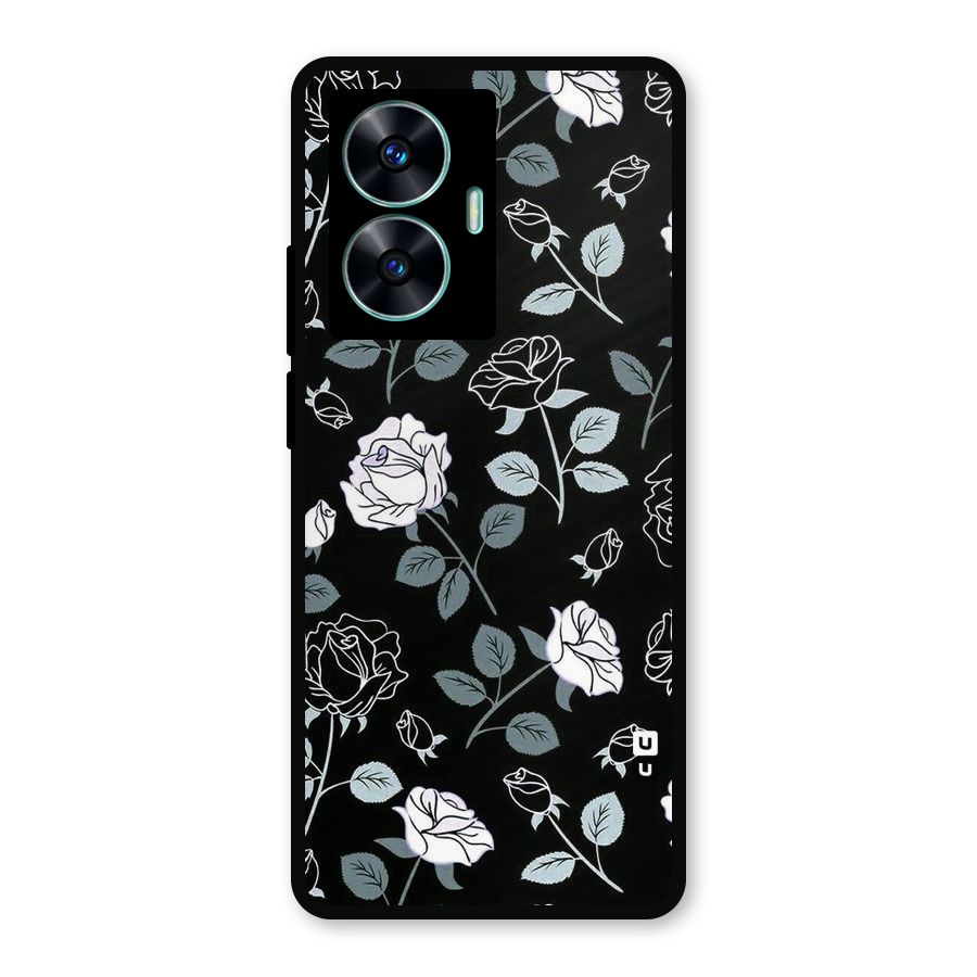 Black Artsy Bloom Metal Back Case for Realme C55