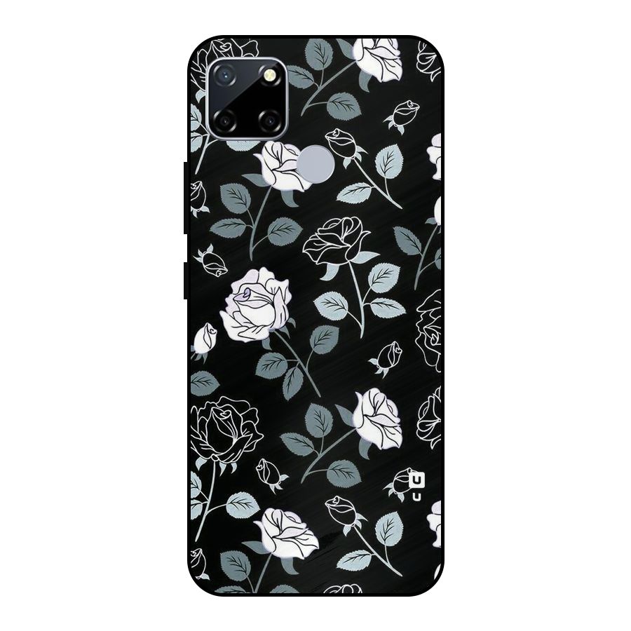 Black Artsy Bloom Metal Back Case for Realme Narzo 20