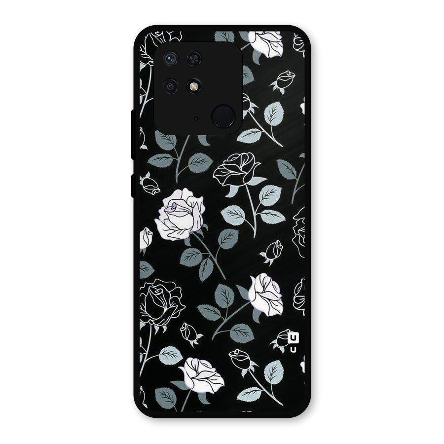 Black Artsy Bloom Metal Back Case for Redmi 10