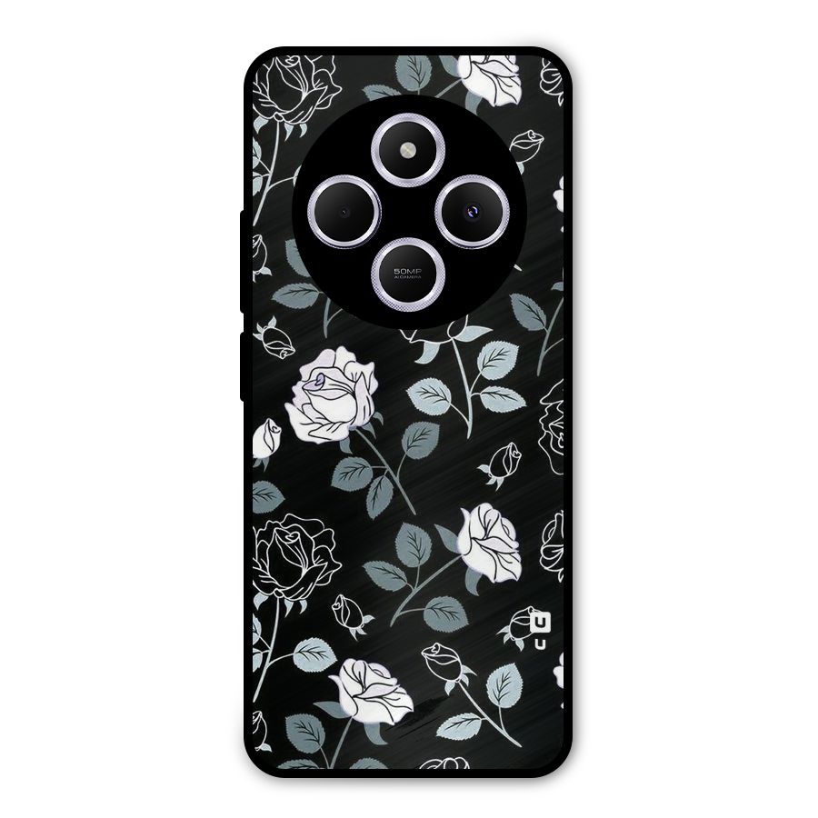 Black Artsy Bloom Metal Back Case for Redmi 14C