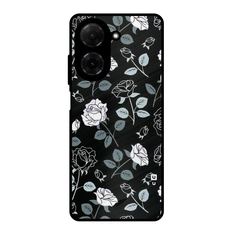 Black Artsy Bloom Metal Back Case for Redmi A5 4G
