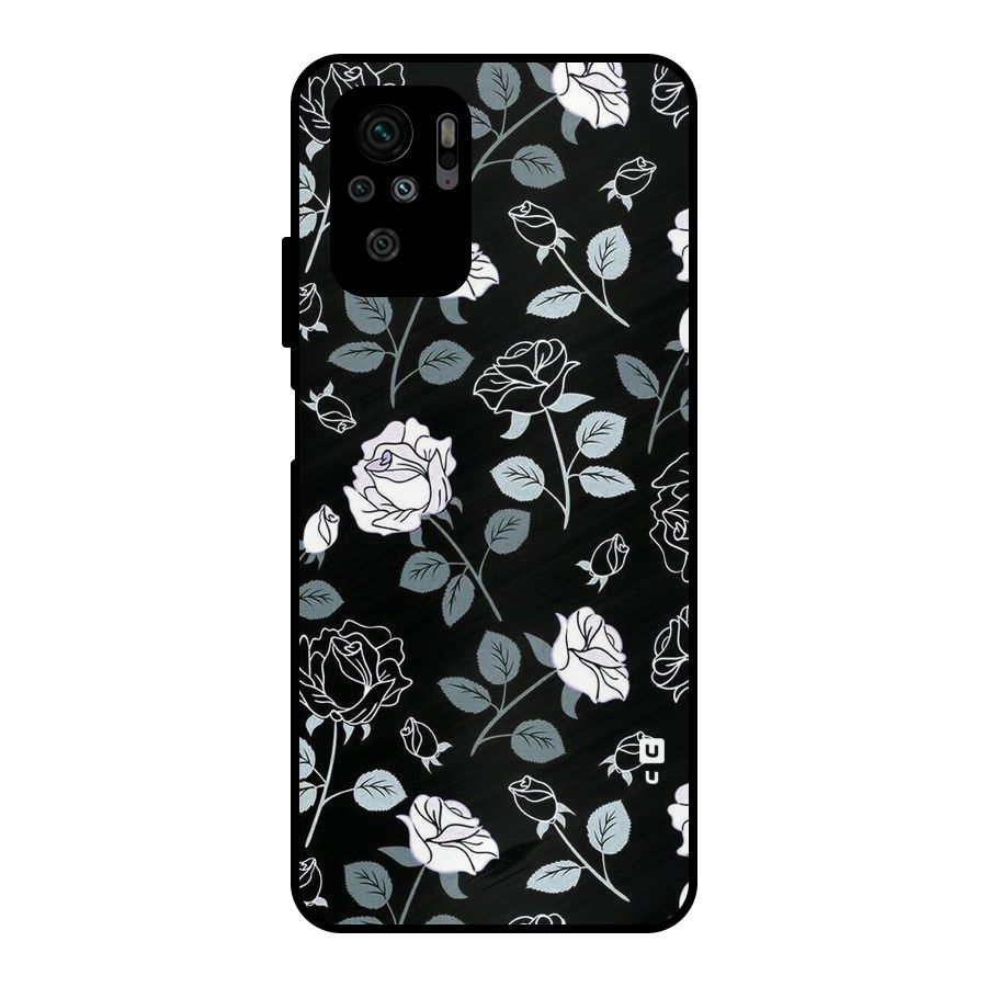 Black Artsy Bloom Metal Back Case for Redmi Note 10