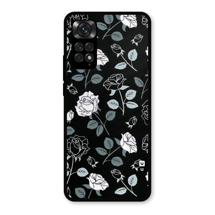 Black Artsy Bloom Metal Back Case for Redmi Note 11s