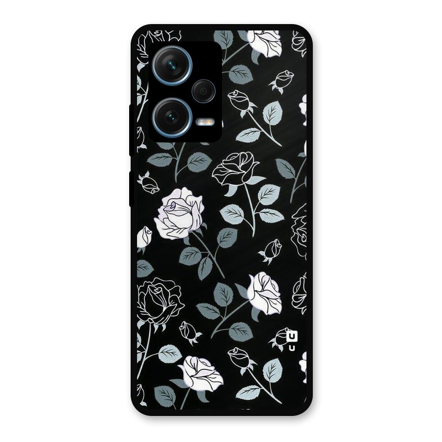 Black Artsy Bloom Metal Back Case for Redmi Note 12 Pro Plus 5G