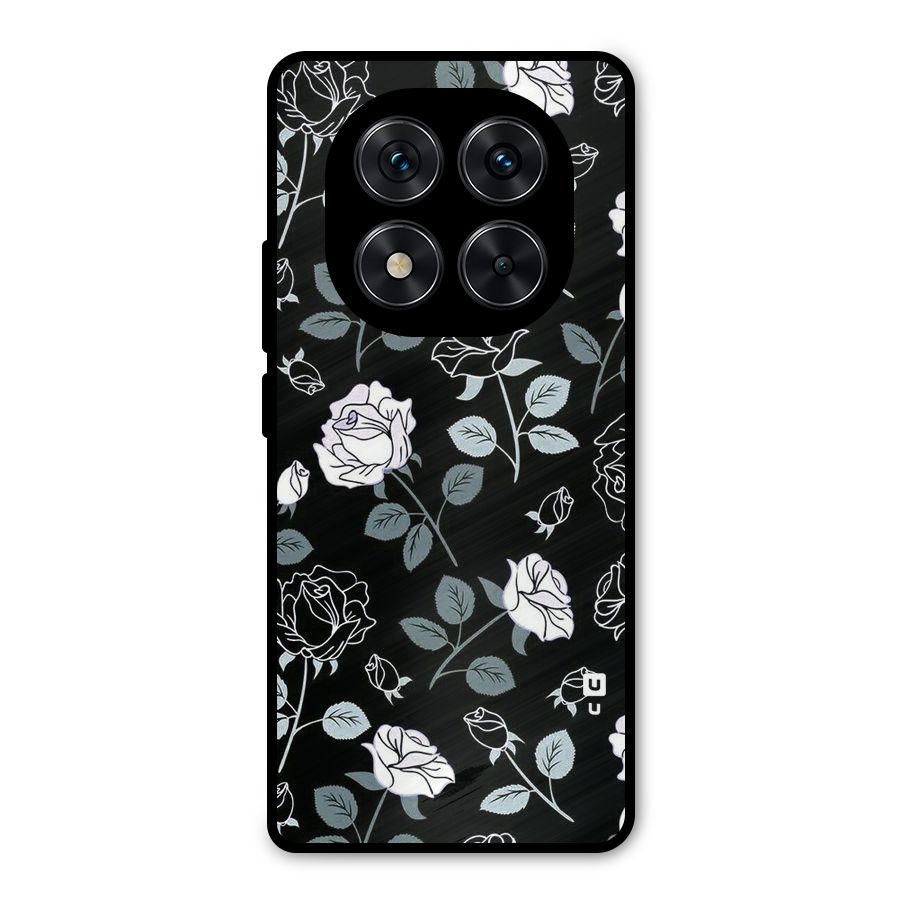 Black Artsy Bloom Metal Back Case for Redmi Note 14 Pro 5G