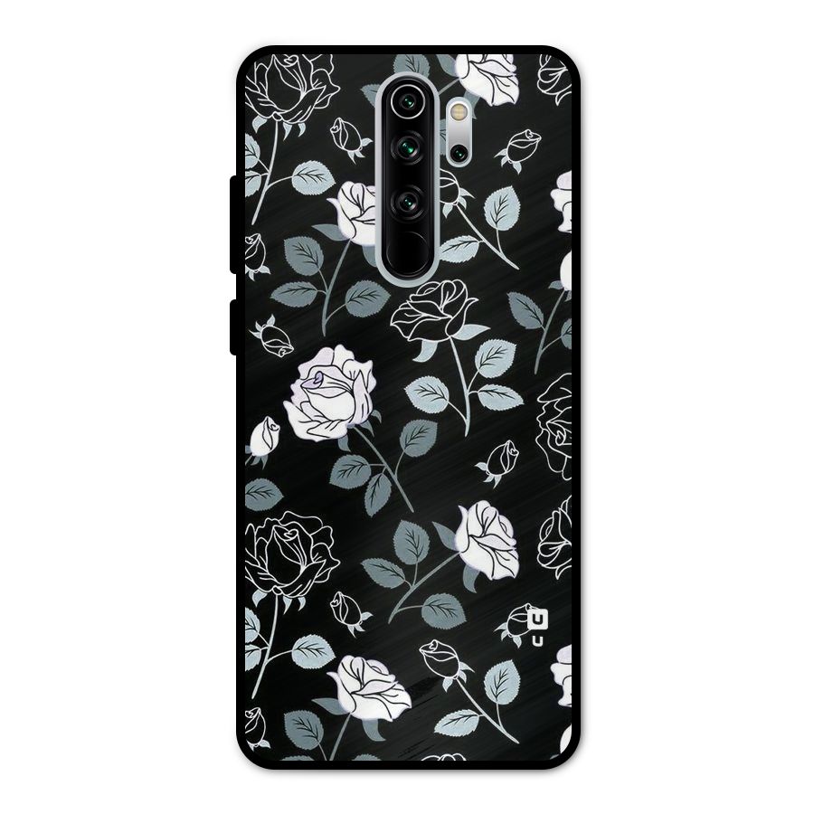 Black Artsy Bloom Metal Back Case for Redmi Note 8 Pro
