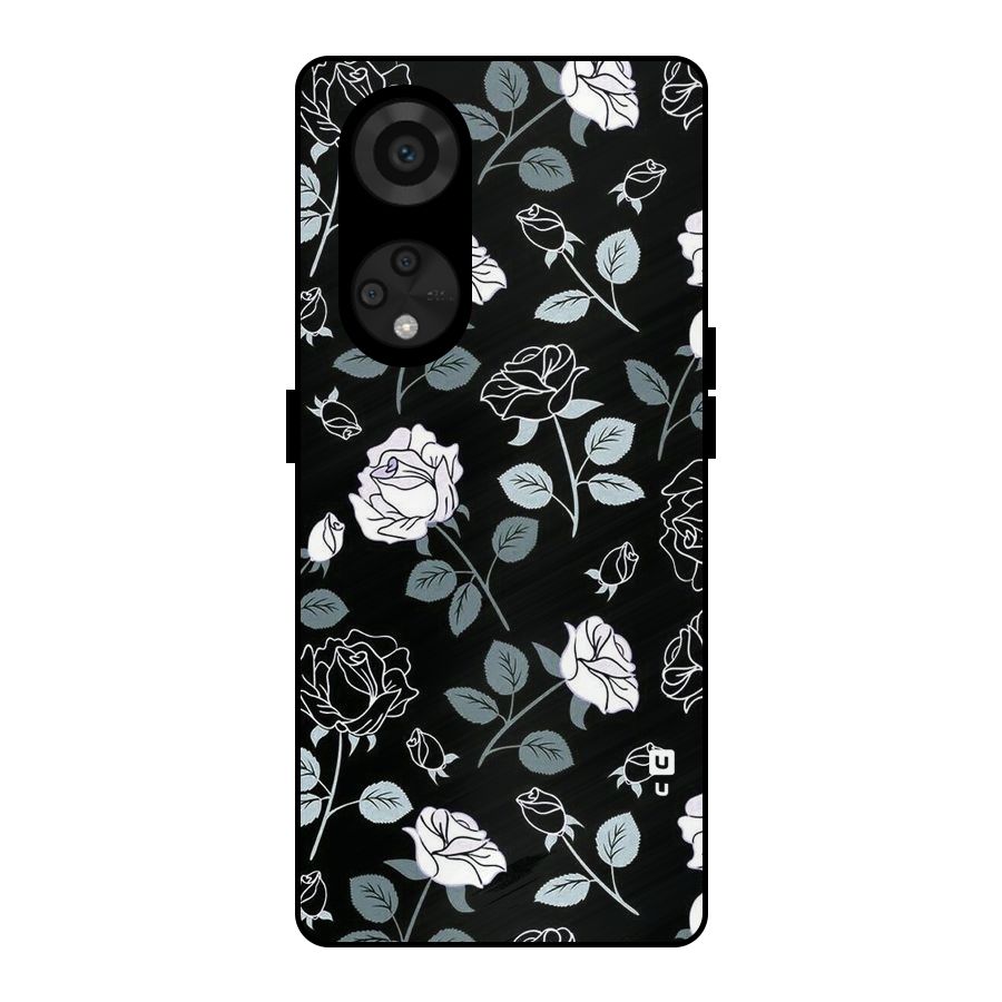 Black Artsy Bloom Metal Back Case for Reno8 T 5G