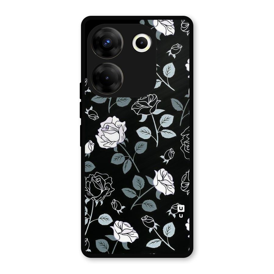 Black Artsy Bloom Metal Back Case for Tecno Camon 20