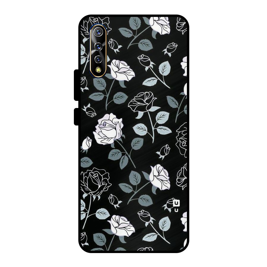Black Artsy Bloom Metal Back Case for Vivo S1