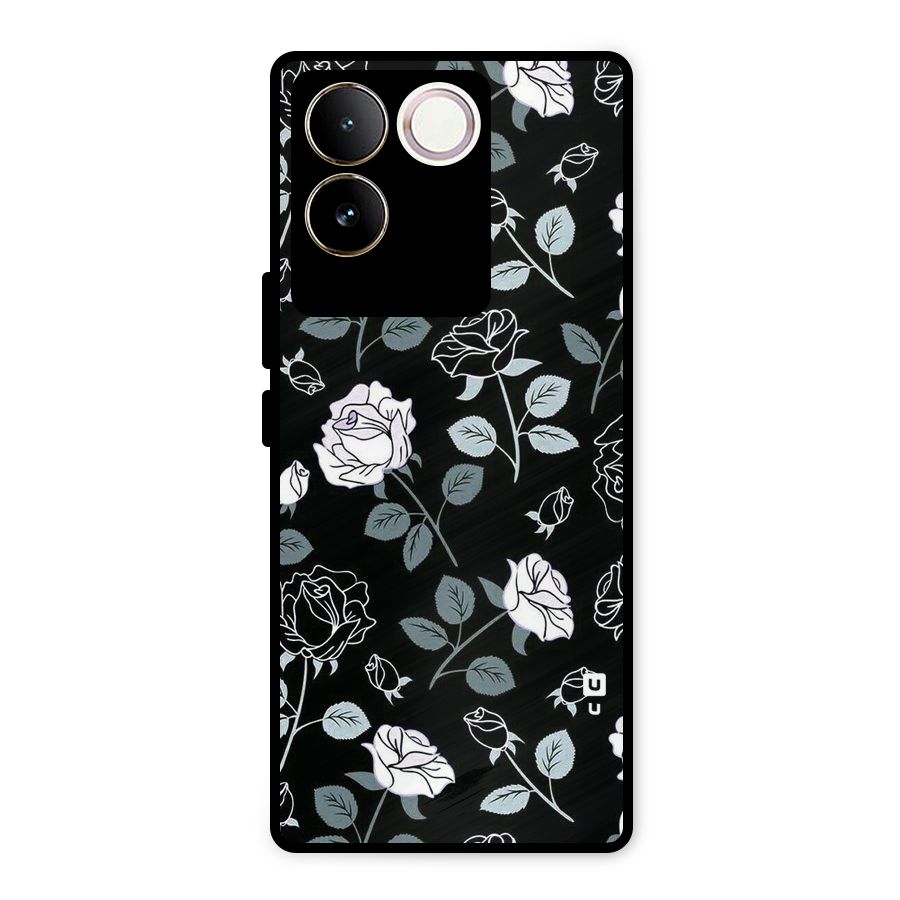 Black Artsy Bloom Metal Back Case for Vivo T2 Pro