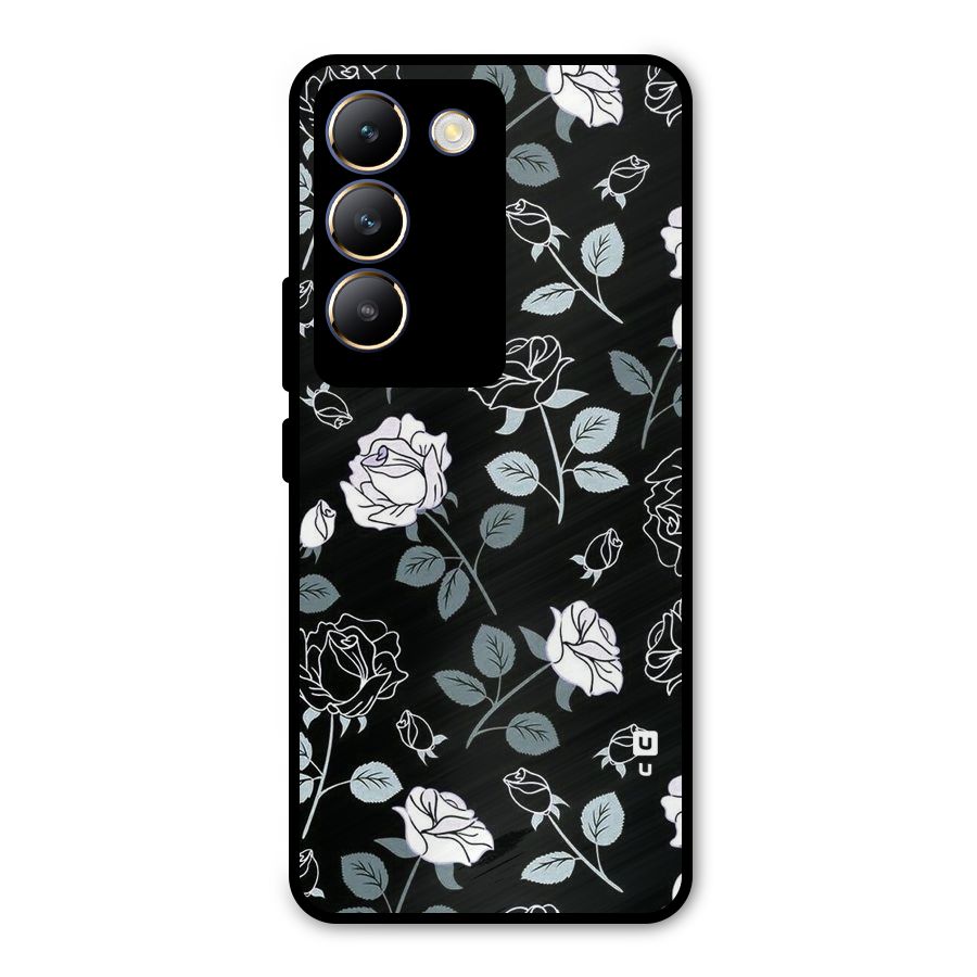 Black Artsy Bloom Metal Back Case for Vivo T3 5G
