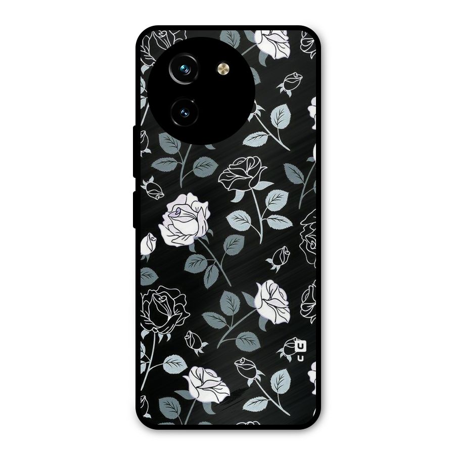 Black Artsy Bloom Metal Back Case for Vivo T3x