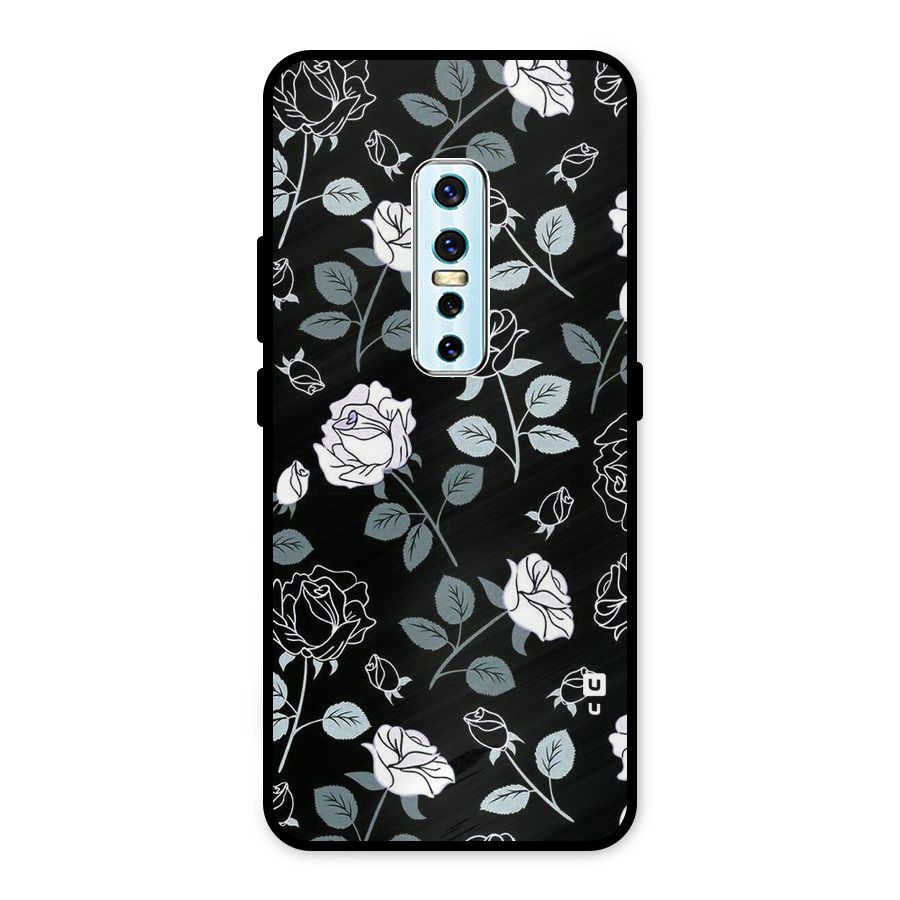 Black Artsy Bloom Metal Back Case for Vivo V17 Pro
