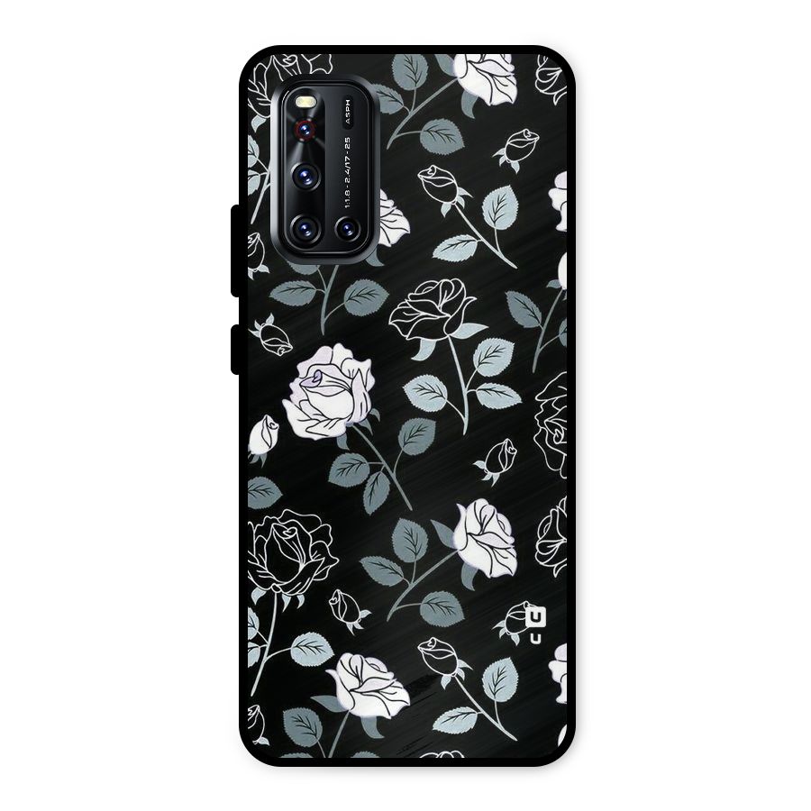 Black Artsy Bloom Metal Back Case for Vivo V19