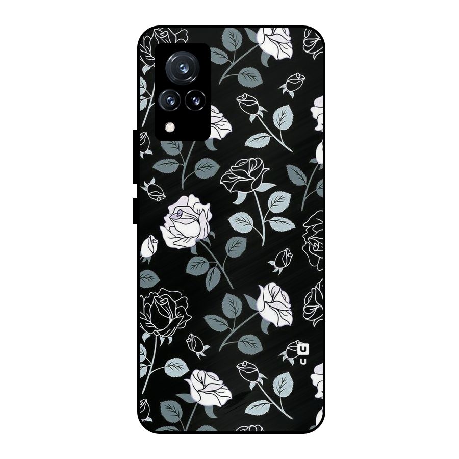 Black Artsy Bloom Metal Back Case for Vivo V21 5G